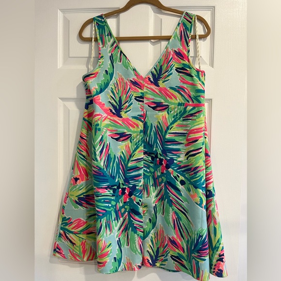 Lilly Pulitzer Palm Print Multicolor Swing Dress - Picture 2 of 12